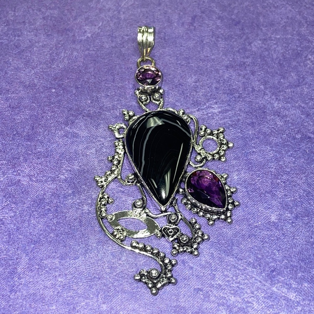 Agate & Amethyst Pendant